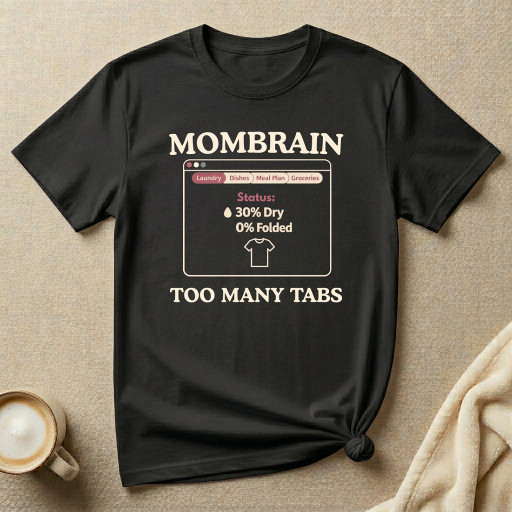 Mom Brain Too Many Tabs (Laundry) – Mom Life T-Shirt