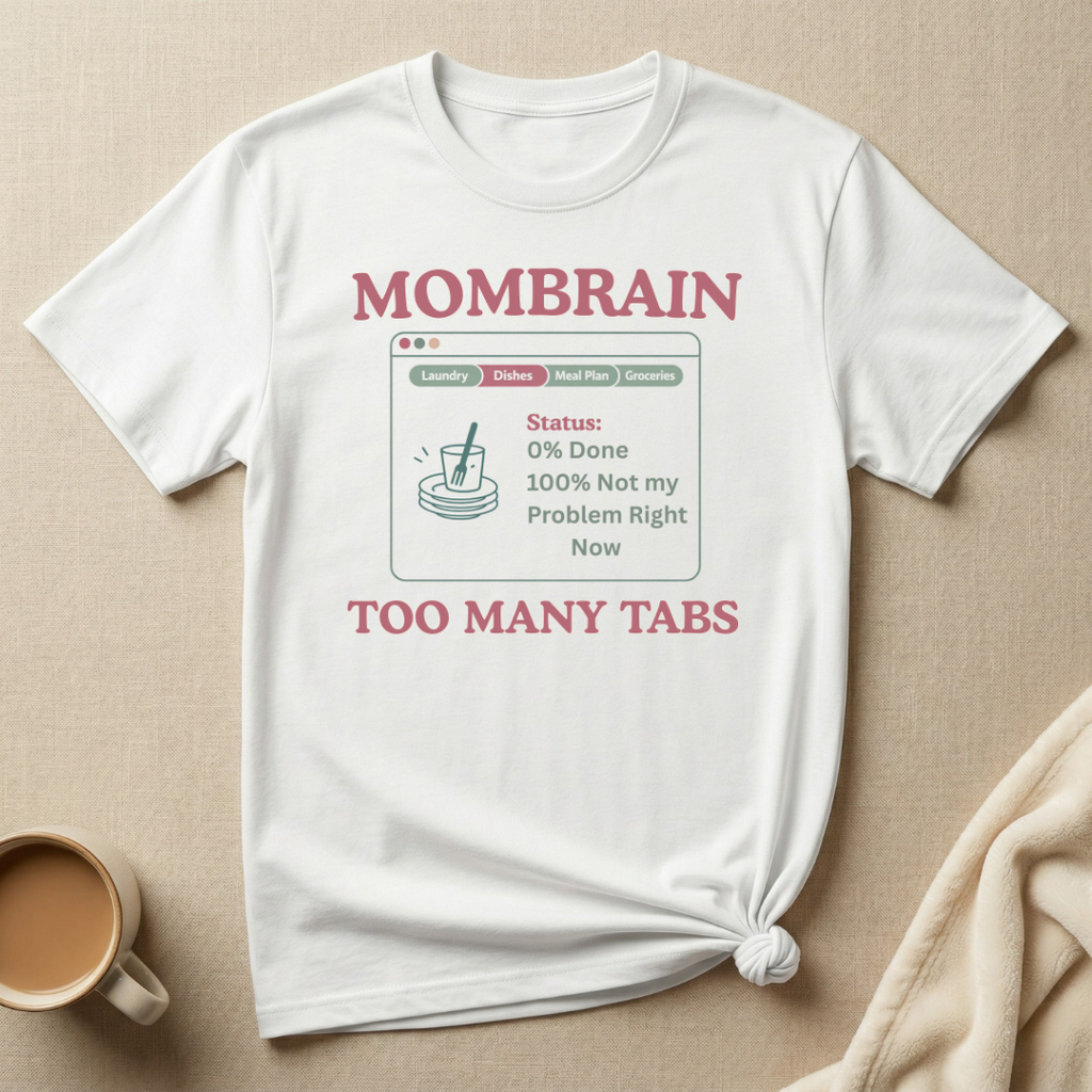 Mom Brain Too Many Tabs (Dishes) – Mom Life T-Shirt