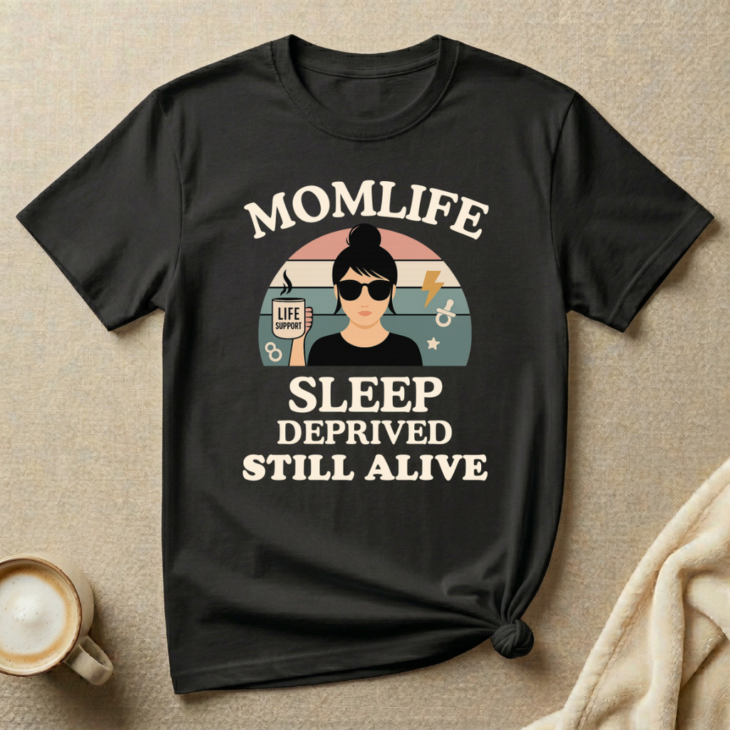 Sleep Deprived Still Alive Mom Life T-Shirt