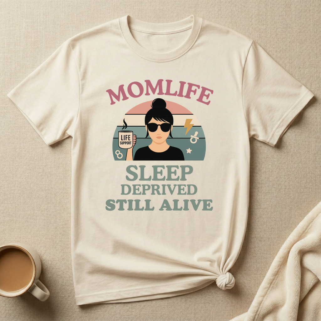 Sleep Deprived Still Alive Mom Life T-Shirt