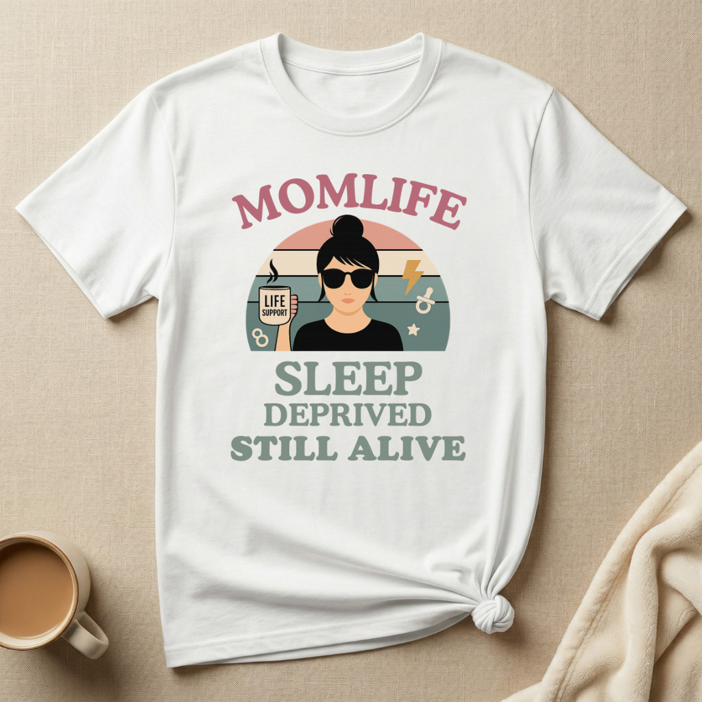 Sleep Deprived Still Alive Mom Life T-Shirt