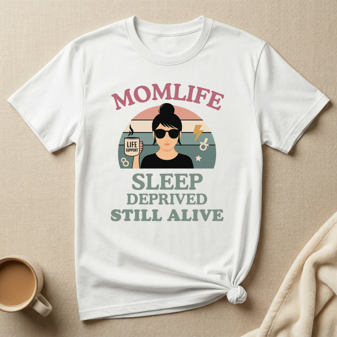 Sleep Deprived Still Alive Mom Life T-Shirt